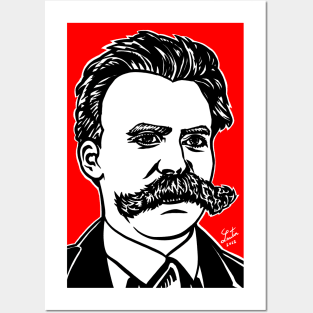 FRIEDRICH NIETZSCHE ink and acrylic portrait Posters and Art